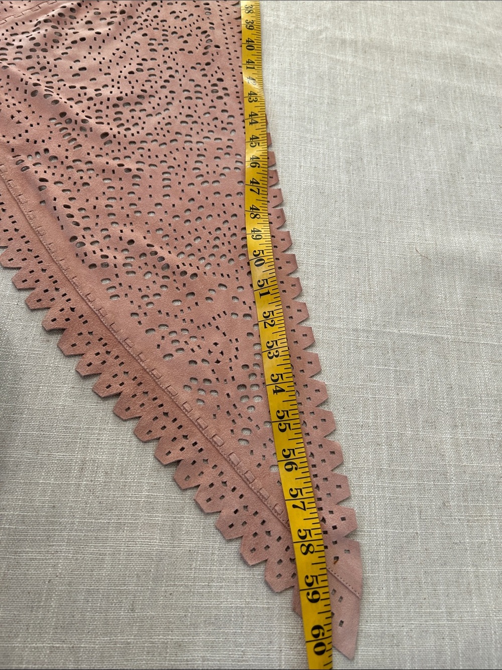 Kerry Grima Dusty Rose Laser-Cut Suede? Western Bohemian Festival Shawl Wrap - Picture 6 of 16
